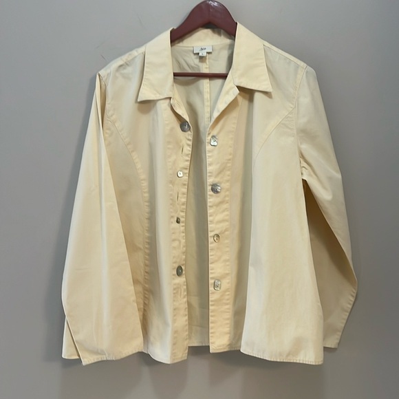 J JILL Yellow Unlined Jacket Long Sleeve Classic Collared Button Down Shirt szL - Picture 10 of 10